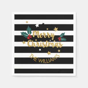 Serviette En Papier Joyeux Noël Design de texte moderne Parties scinti