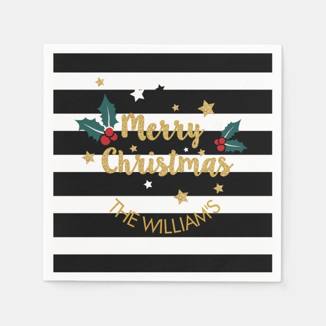 Serviette En Papier Joyeux Noël Design de texte moderne Parties scinti (Devant)