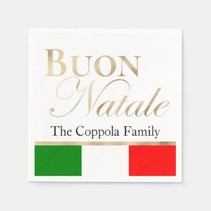 Serviette En Papier Joyeux Noël drapeau italien de Noël en or
