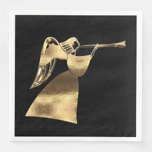 Serviette En Papier Joyeux Noël Élégant Ange Chic Jouer Trumpet