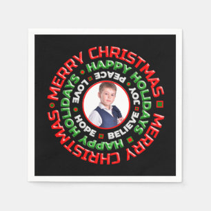Serviette En Papier Joyeux Noël Famille Photo Personnaliser