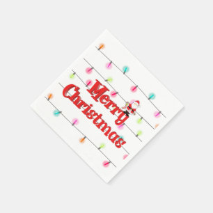 Serviette En Papier Joyeux Noël Festif Lumières de vacances avec Père