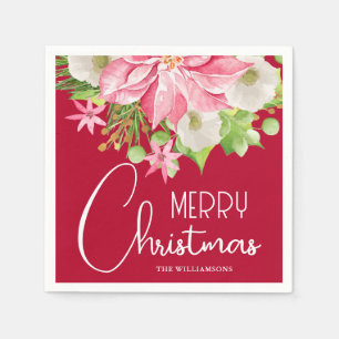 Serviette En Papier Joyeux Noël Fête Florale