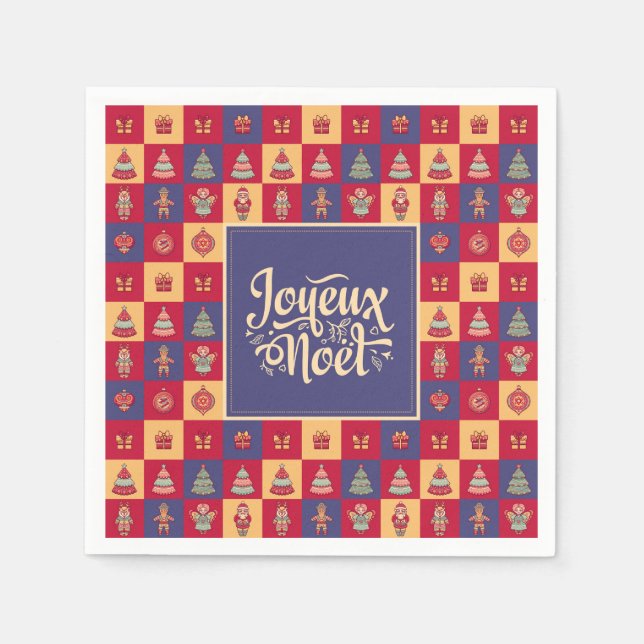 Serviette En Papier Joyeux Noel français Joyeux Noël festif chic (Devant)