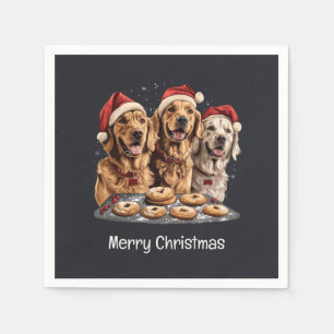 Serviette En Papier Joyeux Noël Golden Retriever Chiens Baking
