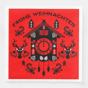Serviette En Papier Joyeux Noël Horloge Coq Allemand
