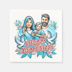 Serviette En Papier Joyeux Noël - La Sainte Famille - Nativité