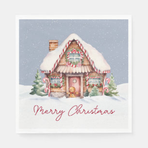 Serviette En Papier Joyeux Noël Maison en pain d'épices