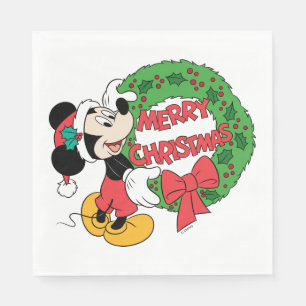 Serviette En Papier Joyeux Noël  Mickey Mouse Holiday Wreath