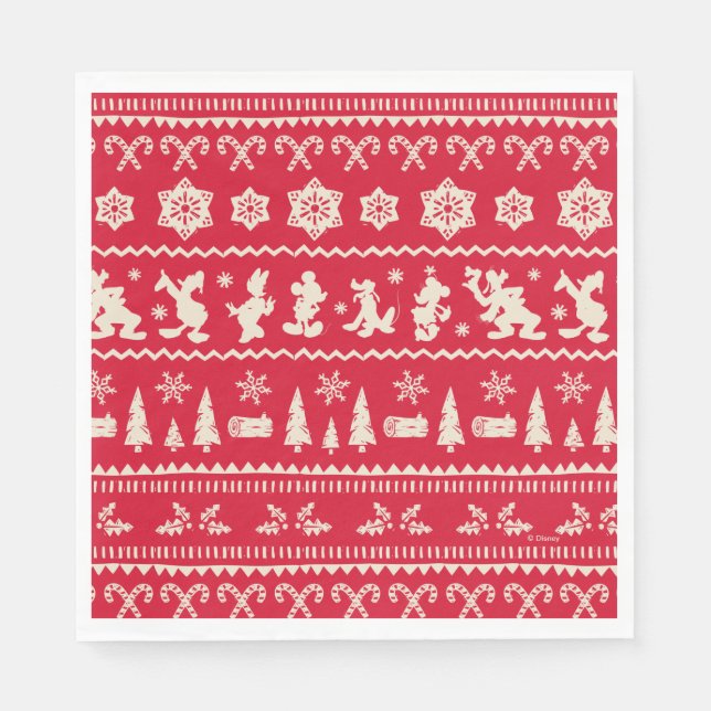 Serviette En Papier Joyeux Noël | Mickey Mouse Snowflake Motif (Devant)