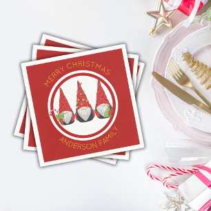 Serviette En Papier Joyeux Noël mignon Gnomes