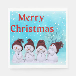 Serviette En Papier Joyeux Noël mignon petits neigers