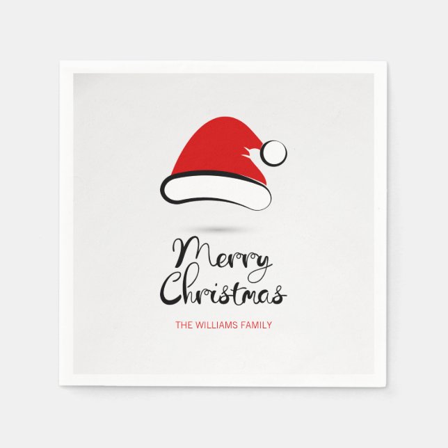 Serviette En Papier Joyeux Noël moderne Papier de chapeau de Noël Napk (Devant)