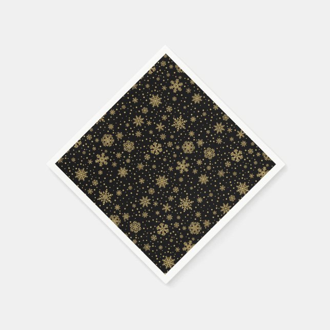 Serviette En Papier Joyeux Noël Monogramme Golden Snowflakes (Coin)