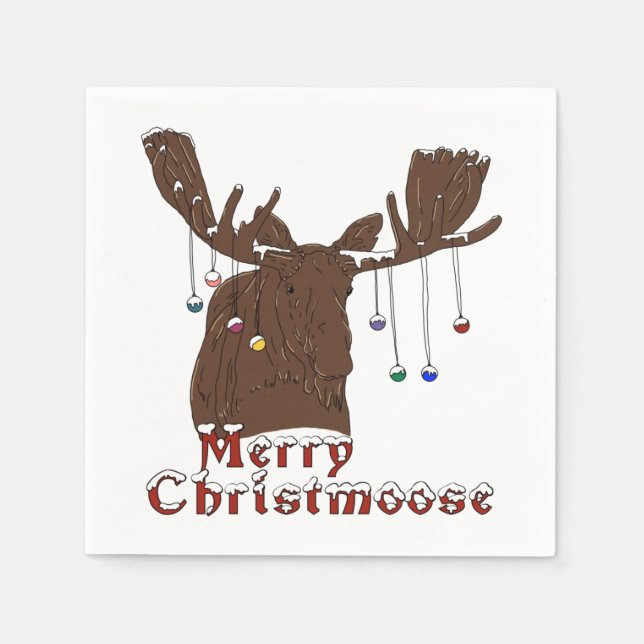 Serviette En Papier Joyeux Noël Moose Napkins (Devant)