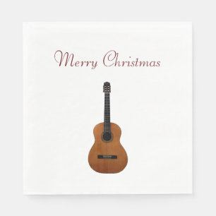 Serviette En Papier Joyeux Noël Musical Guitare Red Typographie