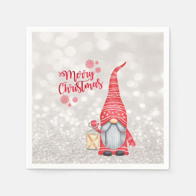 Serviette En Papier Joyeux Noël, Parties scintillant Bokeh, Mignonne G (Devant)