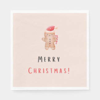 Serviette En Papier Joyeux Noël Pastel Pain d'épices rose