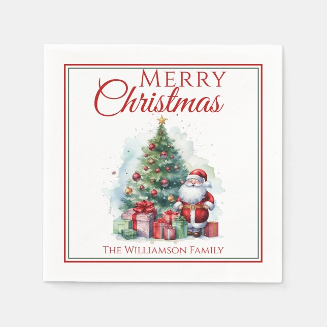 Serviette En Papier Joyeux Noël Père Noël (Devant)