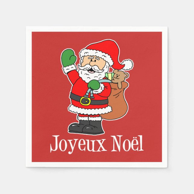 Serviette En Papier Joyeux Noel Père Noël Noël français (ON RED) (Devant)