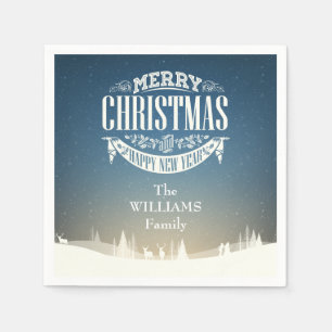 Serviette En Papier Joyeux Noël personnalisé Scène de neige hivernale