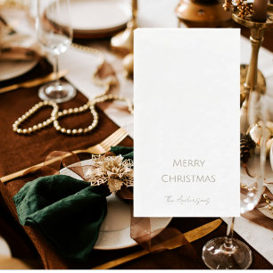 Serviette En Papier Joyeux Noël personnalisé simple texte or