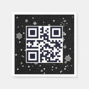Serviette En Papier Joyeux Noël QR Code sur les flocons de neige