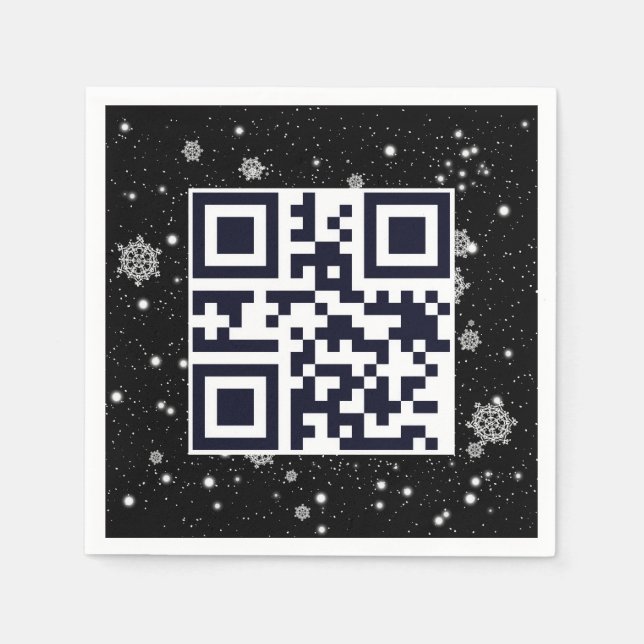 Serviette En Papier Joyeux Noël QR Code sur les flocons de neige (Devant)