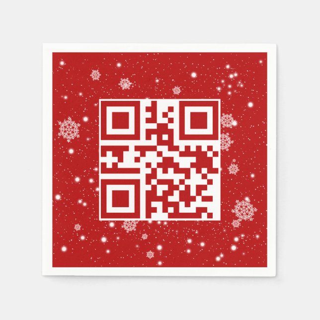 Serviette En Papier Joyeux Noël QR Code sur les flocons de neige (Devant)