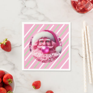 Serviette En Papier Joyeux Noël rose bulle gomme Nom de fichier pers