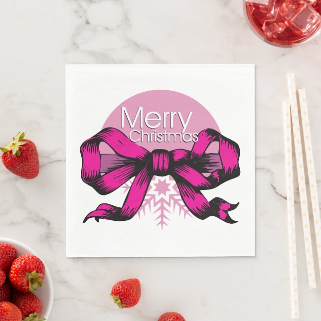 Serviette En Papier Joyeux Noël Ruban Rose (Créateur téléchargé)