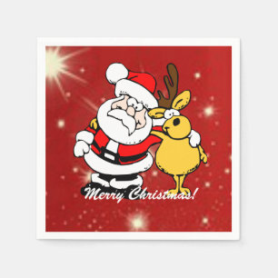 Serviette En Papier Joyeux Noël Santa Claus/Reindeer Napkins