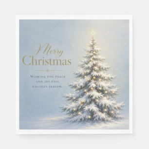 Serviette En Papier Joyeux Noël Sapin enneigé