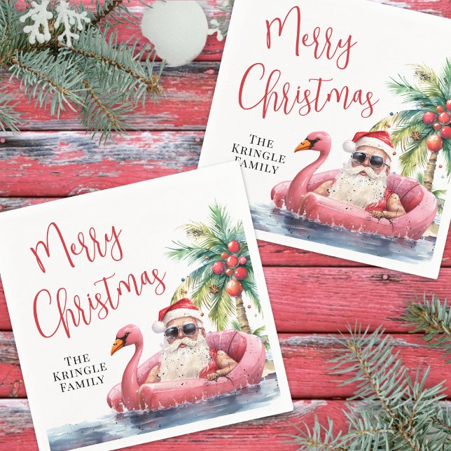 Serviette En Papier Joyeux Noël sur la plage (Tropical Beach Merry Christmas Napkins)