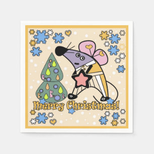 Serviette En Papier Joyeux Noël Symbole du Nouvel An Souris Caricature