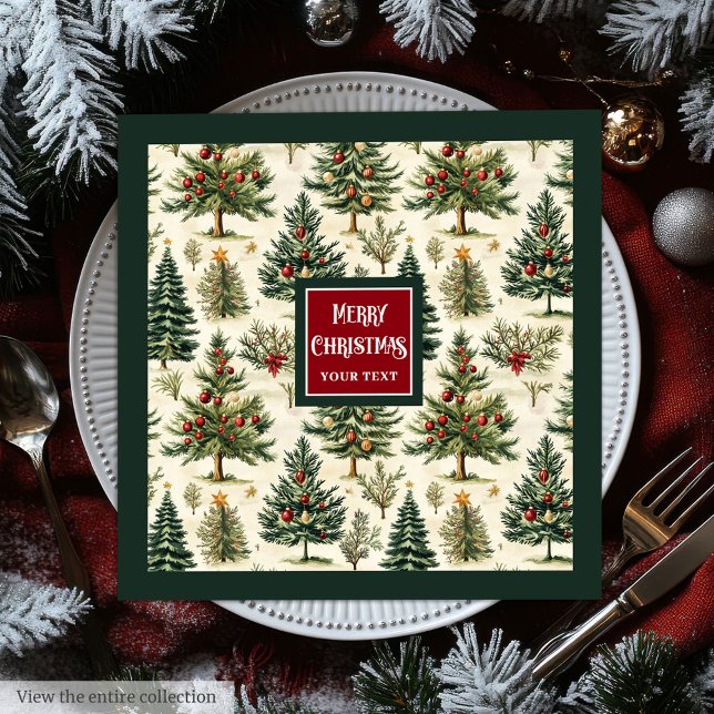 Serviette En Papier Joyeux Noël typographie rouge vert (Playful Merry Christmas typography red green Paper Dinner Napkins)