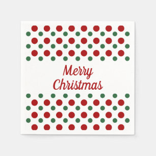 Serviette En Papier Joyeux Noël Vacances Mignon Blanc Rouge Points