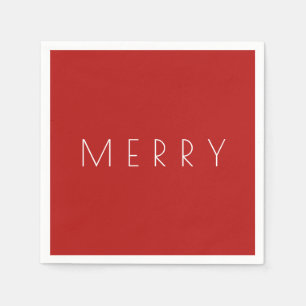 Serviette En Papier Joyeux Noël Vacances Minimal Rouge Blanc
