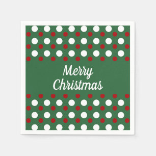 Serviette En Papier Joyeux Noël Vacances Vert Rouge Points 