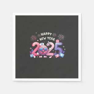 Serviette En Papier Joyeux Nouvel An 2025 Soins infirmiers Disco Ball