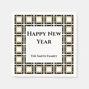 Serviette En Papier Joyeux Nouvel An Boîtes d'or noir Papier Napkin
