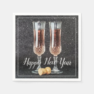 Serviette En Papier Joyeux Nouvel An Champagne Verres Papier Napkin