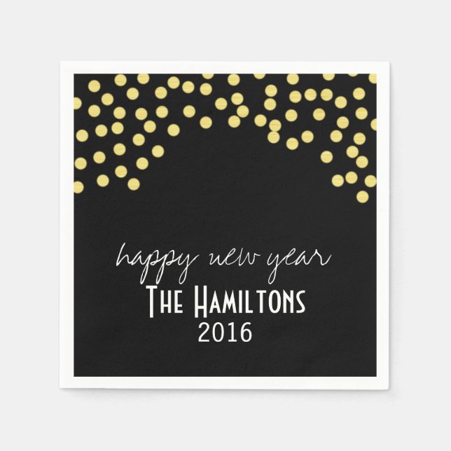 Serviette En Papier Joyeux Nouvel An Gold Parties scintillant Cocktail (Devant)