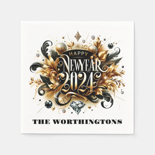 Serviette En Papier Joyeux Nouvel An serviettes (Devant)