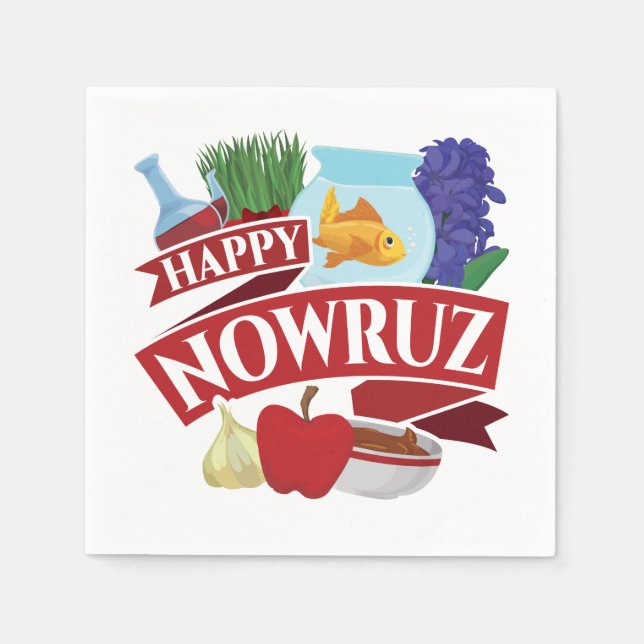 Serviette En Papier Joyeux Nowruz Nouvel An persan (Devant)