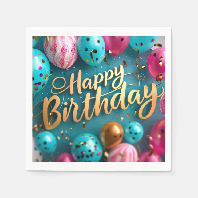 Serviette En Papier Joyeux papier d'anniversaire Napkin (Devant)