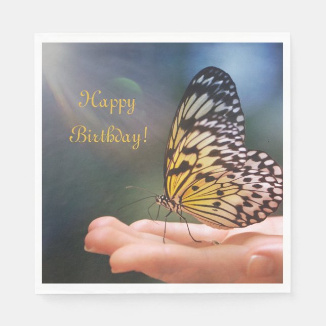 Serviette En Papier Joyeux papillon amical d'anniversaire (Devant)