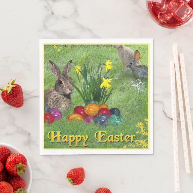 Serviette En Papier Joyeux Pâques (En situation)