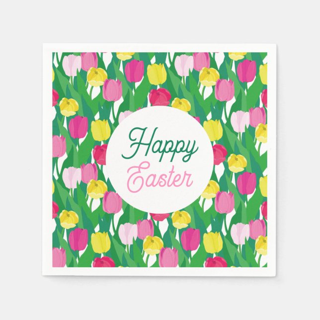 Serviette En Papier Joyeux Pâques. (Devant)