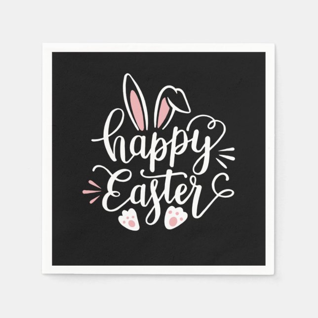 Serviette En Papier Joyeux Pâques mignonette lapin Jour de Pâques (Devant)
